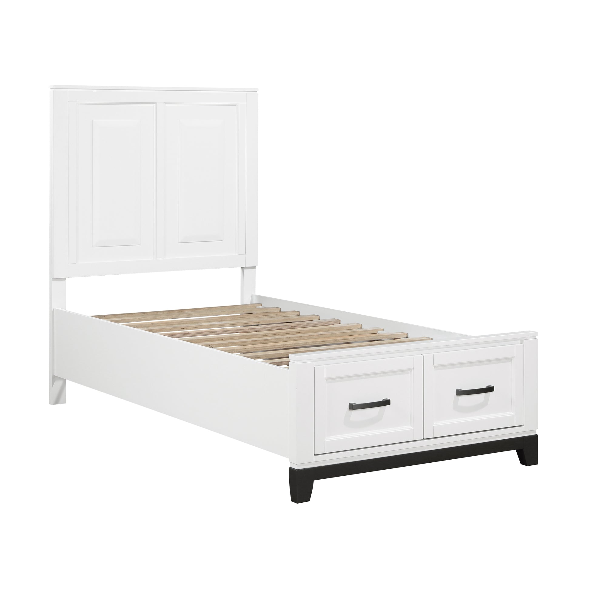 White Finish Twin Size Platform Bed With Storage Drawers Wooden Bedroom Furniture 1Pc Box Spring Not Required Twin White Wood Bedroom Rustic,Transitional Storage Included Wood