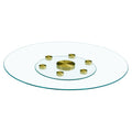 Double Layer Rotatable Round Glass.The Rotatable Design Makes It More Convenient To Retrieve And Place Items.The Upper Glass Has A Diameter Of 30.3 Inches, While The Lower Glass15 Inches.