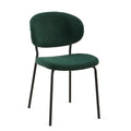 Dark Green Boucle Fabric Dining Chairs Set Of 4,Modern Dining Room Chairs With Black Metal Legs, Armless Kitchen Chair For Dining Room, Living Room Metal Plaid Dark Green Dining Room Powder Coated Foam Dry Clean Modern Dining Chairs Solid Back Foam