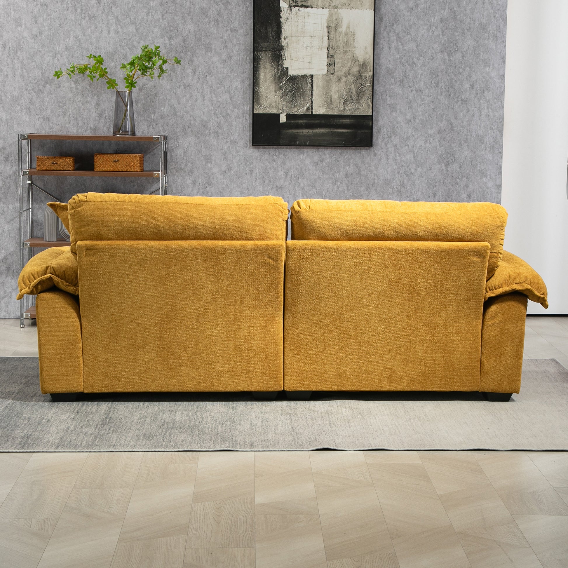 84" Chenille Recliner Sofa Small Sofa Loveseat Deep Seat Sofa Couch With 2 Throw Pillows & Memory Foam For Living Room Apartment Office Lounge Yellow Yellow Memory Foam Chenille,Upholstered 2 Seat