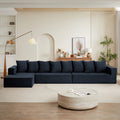 Chenille Modular Sofa Modern Upholstered Sectional Couch With Plush Seating, Fixed Cushions, And Versatile Design For Living Room, Bedroom, Office Blue Chenille 6 Seat