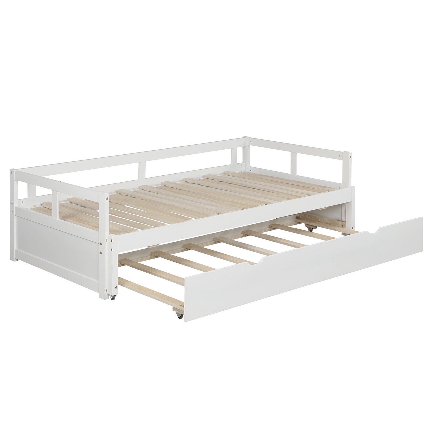 Extending Daybed With Trundle, Wooden Daybed With Trundle, White Twin White Solid Wood