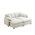 Two Seater Theater Sofa With 2 Footrest, 2 Seater Sofa With Ottoman For Small Living Spaces, Beige Corduroy Beige Corduroy 2 Seat