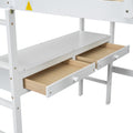 Full Size Loft Bed With Built In Desk With Two Drawers, And Storage Shelves And Drawers,White Old Sku:Gx000320Aak 1 Box Spring Not Required Full White Wood Bedroom Pine