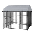 Large Dog Kennel Outdoor Pet Pens Dogs Run Enclosure Animal Hutch Metal Coop Fence With Roof Cover 6.6'L X 6.6'W X 6.4'H Black Gray Outdoor Kennel Modern,Sporty Xxl 91 Lbs Iron