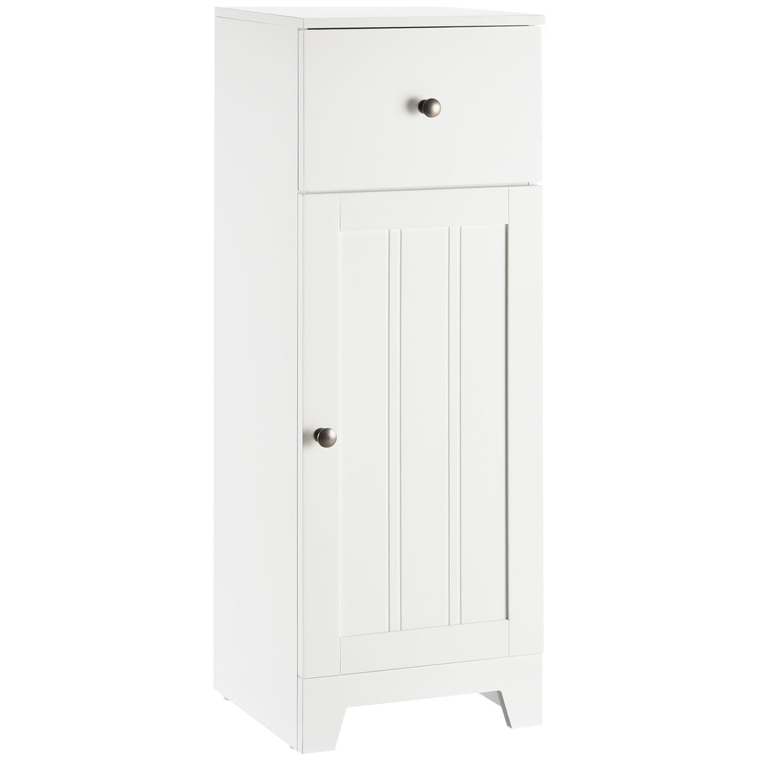 Kleankin Short Bathroom Storage Cabinet, Cabinet Organizer With 1 Drawer And Adjustable Shelf For Living Room, White White Mdf