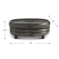 Belfast Top Grain Leather Oval Ottoman Wood Primary Living Space Solid Grey Eucalyptus Wood Nailhead Trim Gray Genuine Leather Genuine Leather Medium Firm Backless Mid Century Modern Oval Armless