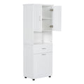 Tall Bathroom Cabinet With Laundry Basket, Large Storage Space Tilt Out Laundry Hamper And Upper Storage Cabinet, White White Mdf