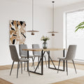 Dining Chairs Set Of 4,Modern Kitchen Dining Room Chairs,Upholstered Dining Accent Chairs In Linen Cushion Seat And Sturdy Black Metal Legs Grey Light Gray Foam Linen