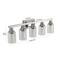 Modern 5 Light Bathroom Vanity Light Fixture Brushed Nickel Finish With Clear Glass Shades, Perfect For Bathroom, Vanity, And Dressing Area Lighting No Bulbs Brushed Nickel Glass,Iron