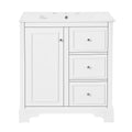 30 Inch Bathroom Vanity With Sink, Modern Elegant Bathroom Storage Cabinet With 3 Drawers And Adjustable Shelves, Freestanding Vanity Set With Mirror Cabinet, Single Sink Bathroom Vanity White Bathroom Solid Wood Mdf Glass