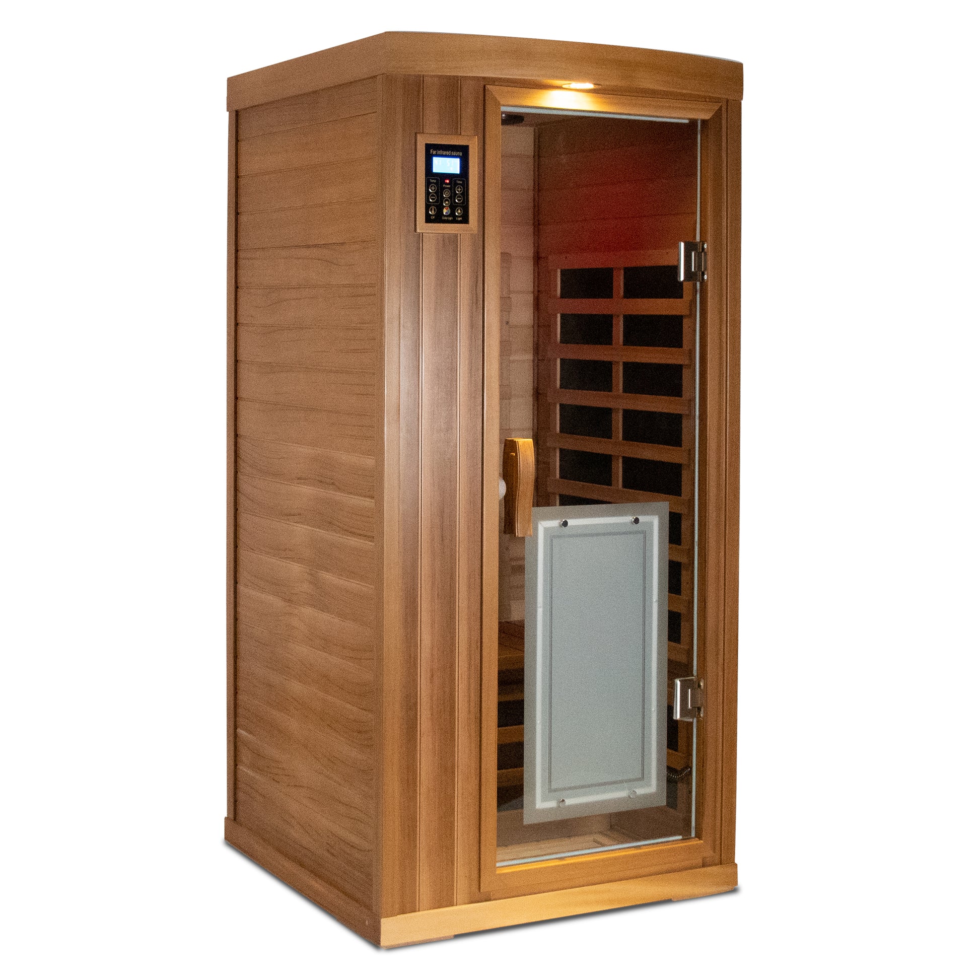 Low Emf One Person Far Infrared Red Cedar Deluxe Indoor Sauna Room Bean Paste Red Metal & Wood,Wood Glass