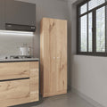 Buxton Rectangle 2 Door Storage Tall Cabinet Light Oak And Black Wengue Beige Particle Board