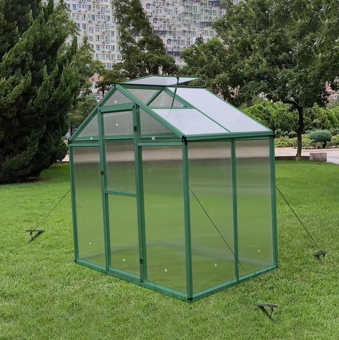 Newly Marketed Gain Height Windproofaluminum Greenhouse 6X4 Ft Polycarbonate Greenhouse Raised Base And Anchor Aluminum Heavy Duty Walk In Greenhouses For Outdoor Backyard In All Season Green Aluminium Alloy