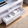 Modern White Tv Stand With Three Open Shelves And Two Drawers With Stylish Media Storage White 70 79 Inches Mdf