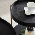 2 Piece Modern 2 Tier Round Coffee Table Set For Living Room,Easy Assembly Nesting Coffee Tables, End Side Tables For Bedroom Office Balcony Yard,Black Mdf Matt Black Mdf Metal