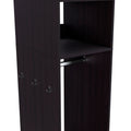 Black 3 Shelf Wardrobe With Mirror And Open Storage Black Particle Board Melamine