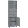 Gray Tall Storage Cabinet With 3 Drawers And Adjustable Shelves For Bathroom, Study, Office And Interior, Mdf Board With Painted Finish Gray Mdf