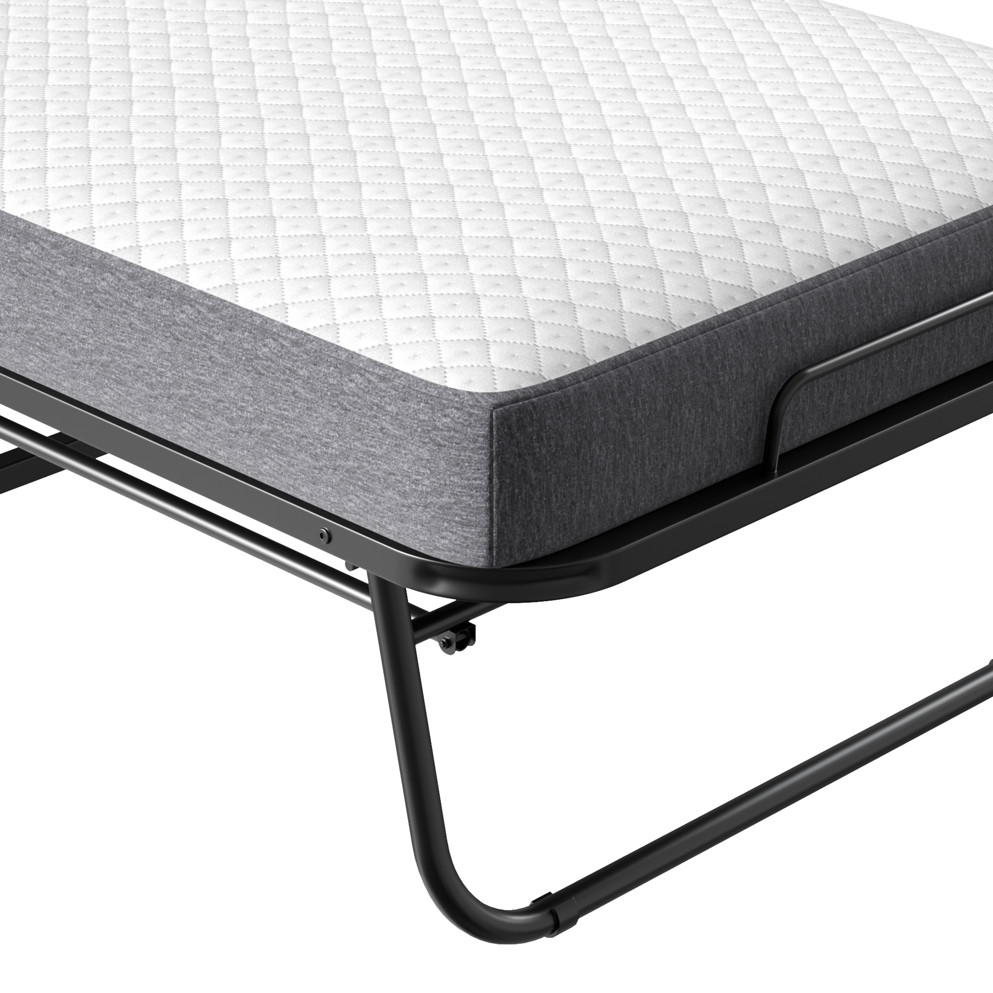 Folding Bed With Mattress 75" X 38" Rollaway Guest Bed Portable Foldable Bed For Adults With 5" Memory Foam Mattress Space Saving Sturdy All Metal Steel Pipe Frame Twin Black Iron Modern Polyester Iron