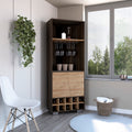 Fraktal Corner Bar Cabinet, Ten Built In Wine Rack, Two Shelves, Double Door Multi Primary Living Space Modern Shelves Included Particle Board
