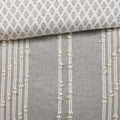 3 Piece Cotton Jacquard Duvet Cover Set King Gray Cotton