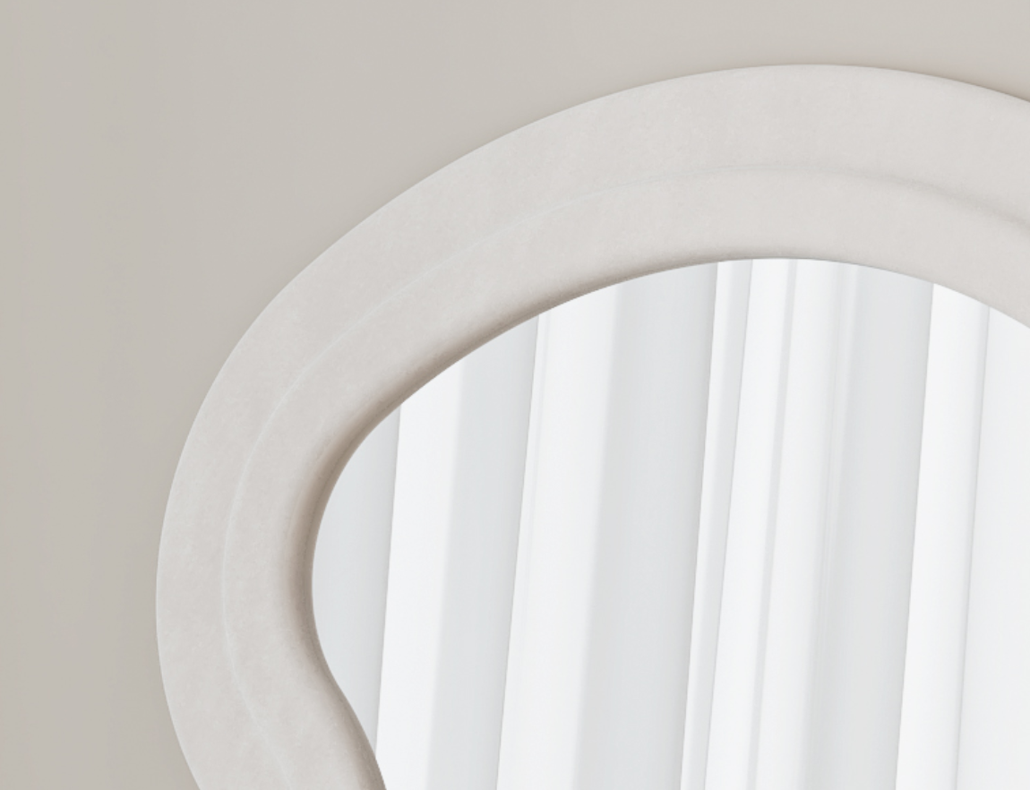 Cream White Mirror Cream White Metal Synthetic Wood Mirror