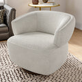 Wivel Barrel Chair, Fully Assembled Accent Lounge Sofa With 360 Degree Base, Oversized Upholstered Reading Chair Beige Beige Fabric