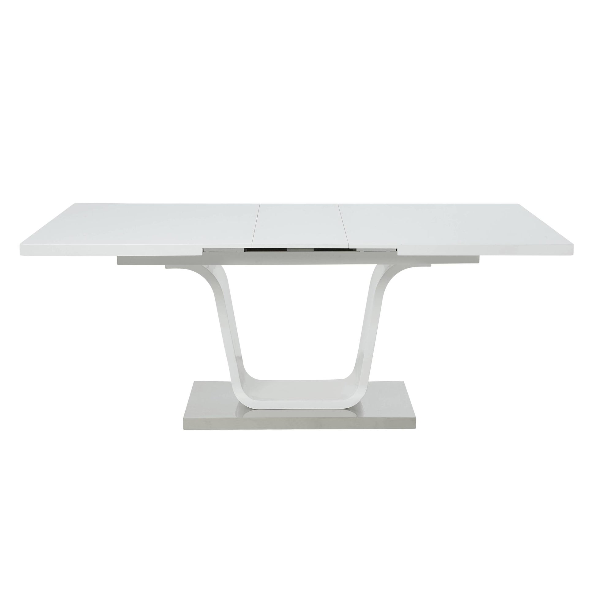 Kamaile Dining Table, White High Gloss Finish Dn02133 White Mdf Metal