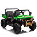 24V Xxxl Kids Ride On Utv W Parents Remote Control,Two Seater,Automatic Tipping Bucket,Rear Wheel Suspension,Slow Start,Portable Handle,Safety Belt,Led Light,Usb,Mp3,Bluetooth,Horn For Kids Aged 3 8. Green 50 99 Lbs Polypropylene