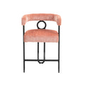 Coolmore Bar Stools Set Of 2, Modern Bar Stool With Back, Black Metal Frames, Upholstered Bar Stools For Kitchen Island, Pub, Club Pink Chenille Pink Foam Chenille