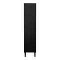 Tall Storage Show Cabinet With 2 Glass Display Door & 2 Doors, Tall Kitchen Pantry Cabinet With Gold Handles, Modern Cabinet Freestanding For Bathroom, Dining Living Room, Black Black Mdf