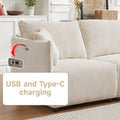 Multi Module Combination Style Sofa For Living Room, Bedroom And Other Lounge Spaces, Modern Minimalist Corduroy Combination Sofa With 2 Comfort Cushions With Usb & C Charging Ports,Beige,Two Sets Beige Foam Fabric 8 Seat