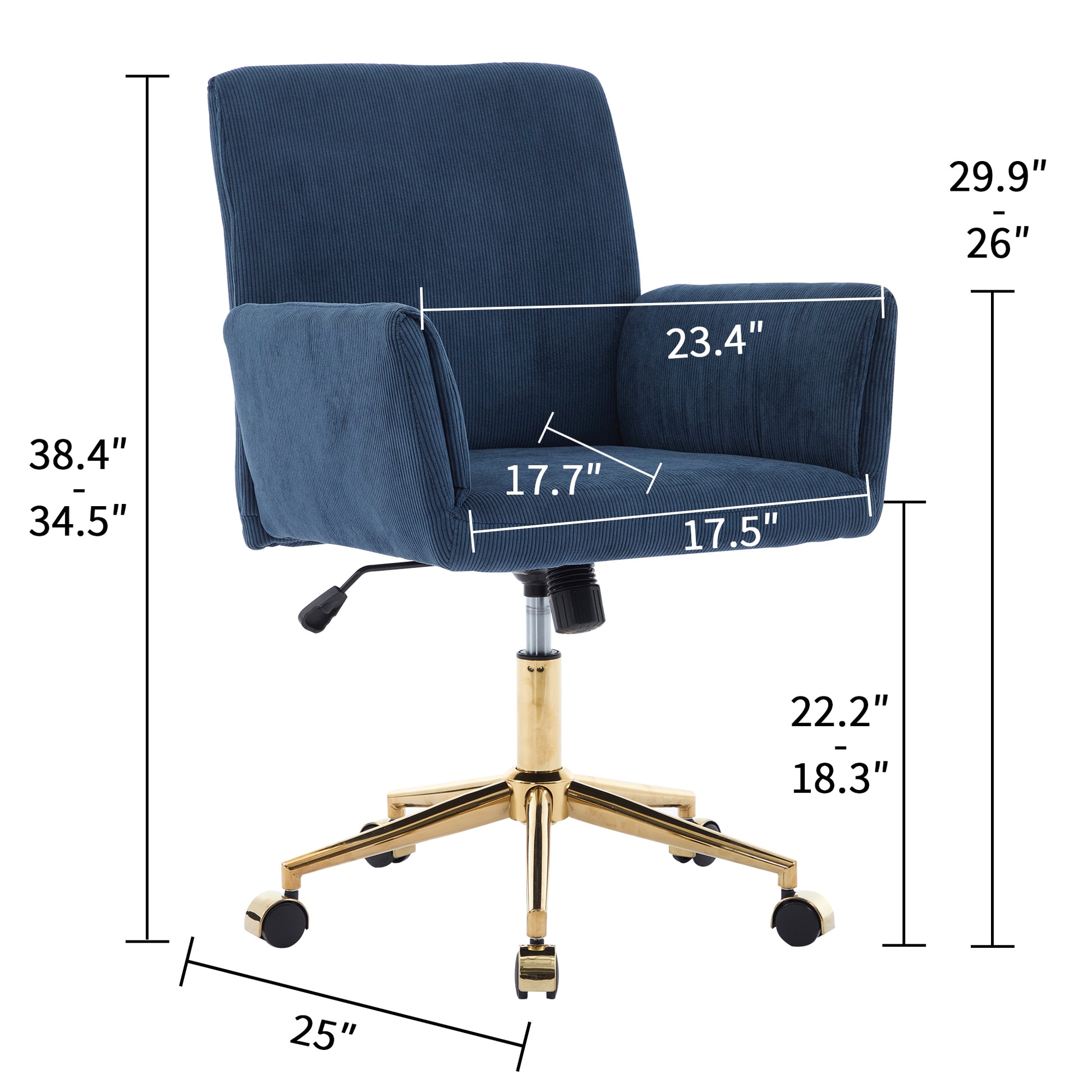 Ts Office Chair 1Pc Blue Blue Corduroy