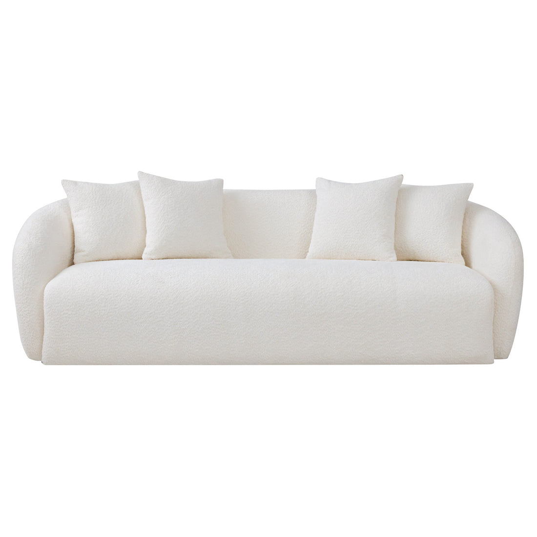 Linden Ivory Boucle Sofa Ivory,White Brown Wood Primary Living Space Boucle,Solid Wood 3 Seat