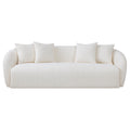 Linden Ivory Boucle Sofa Ivory,White Brown Wood Primary Living Space Boucle,Solid Wood 3 Seat