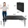 4Ft Rattan Folding Table For Indoor&Outdoor, Portable Foldable Table Rattan Plaited Black Black Garden & Outdoor Rattan