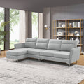 Modern Sofa 3 Seat Couch With Stainless Steel Trim And Metal Legs For Living Room,Package Compression Sofa Technology,Gray Gray Foam 3 Seat