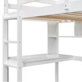 Twin Loft Bed With Built In Desk And Bookcase Of Three Compartments, Guardrails And Ladder,White Twin White Pine