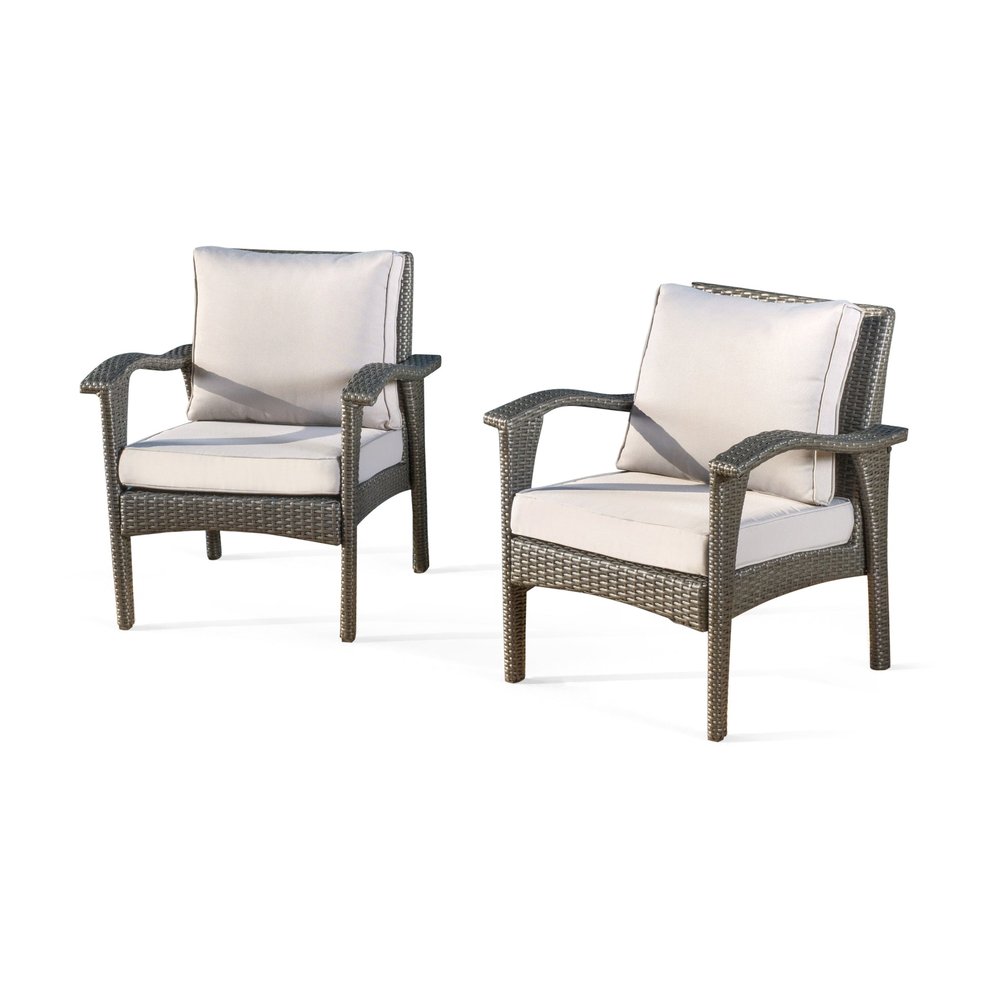 Honolulu Grey Club Chair 2 Grey Silver Pe Rattan Iron Waterproof Fabric