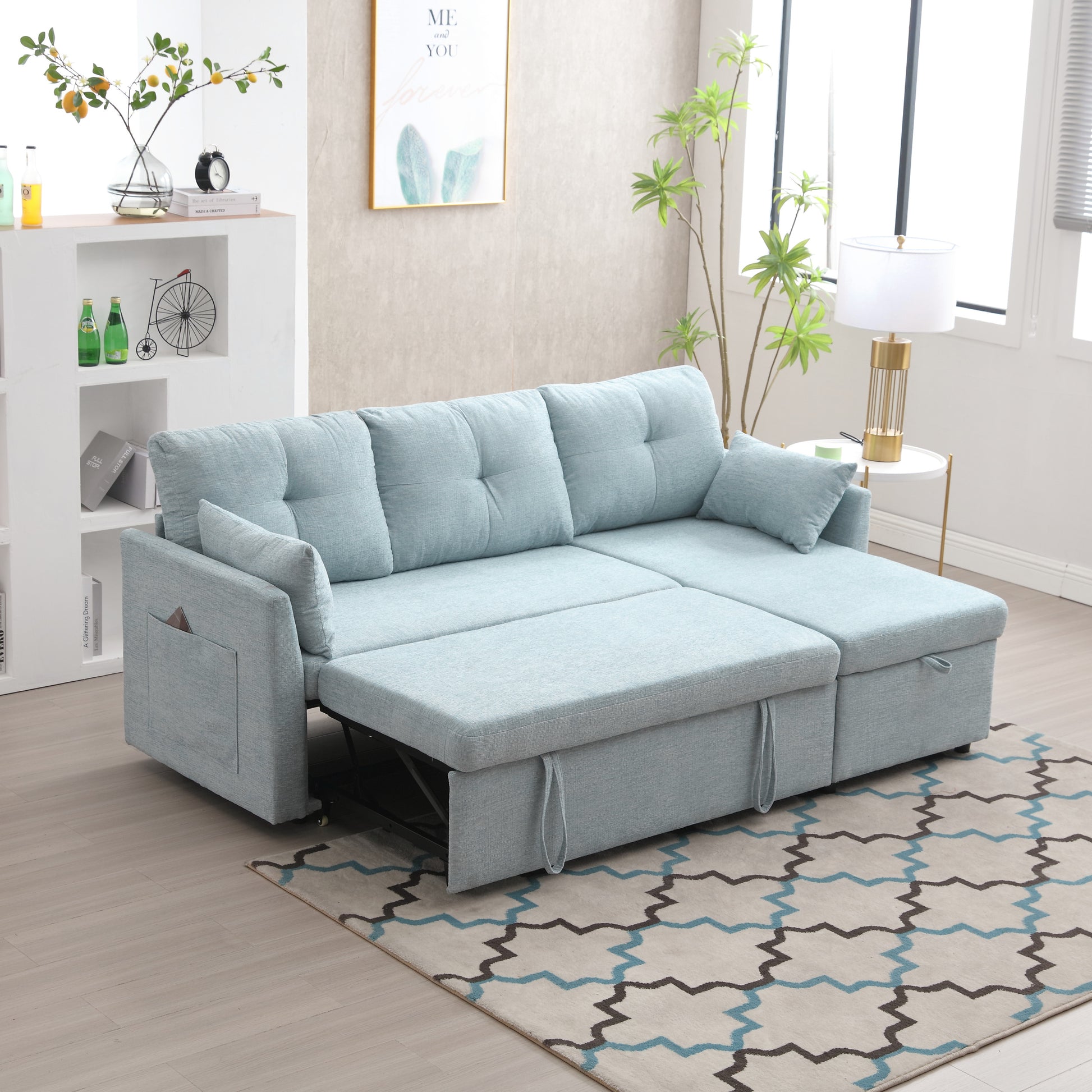 United Modular Sectional Sofa L Shaped Modular Couch With Reversible Chaise Modular Sofa Sectional Couch With Storage Seats Mint Green Chenille 3 Seat