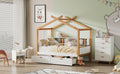 White Twin Size Wooden House Bed Original Wood Colored Frame With Two Drawers And Bookshelf Storage Space For Children Or Guest Room Twin White Wood