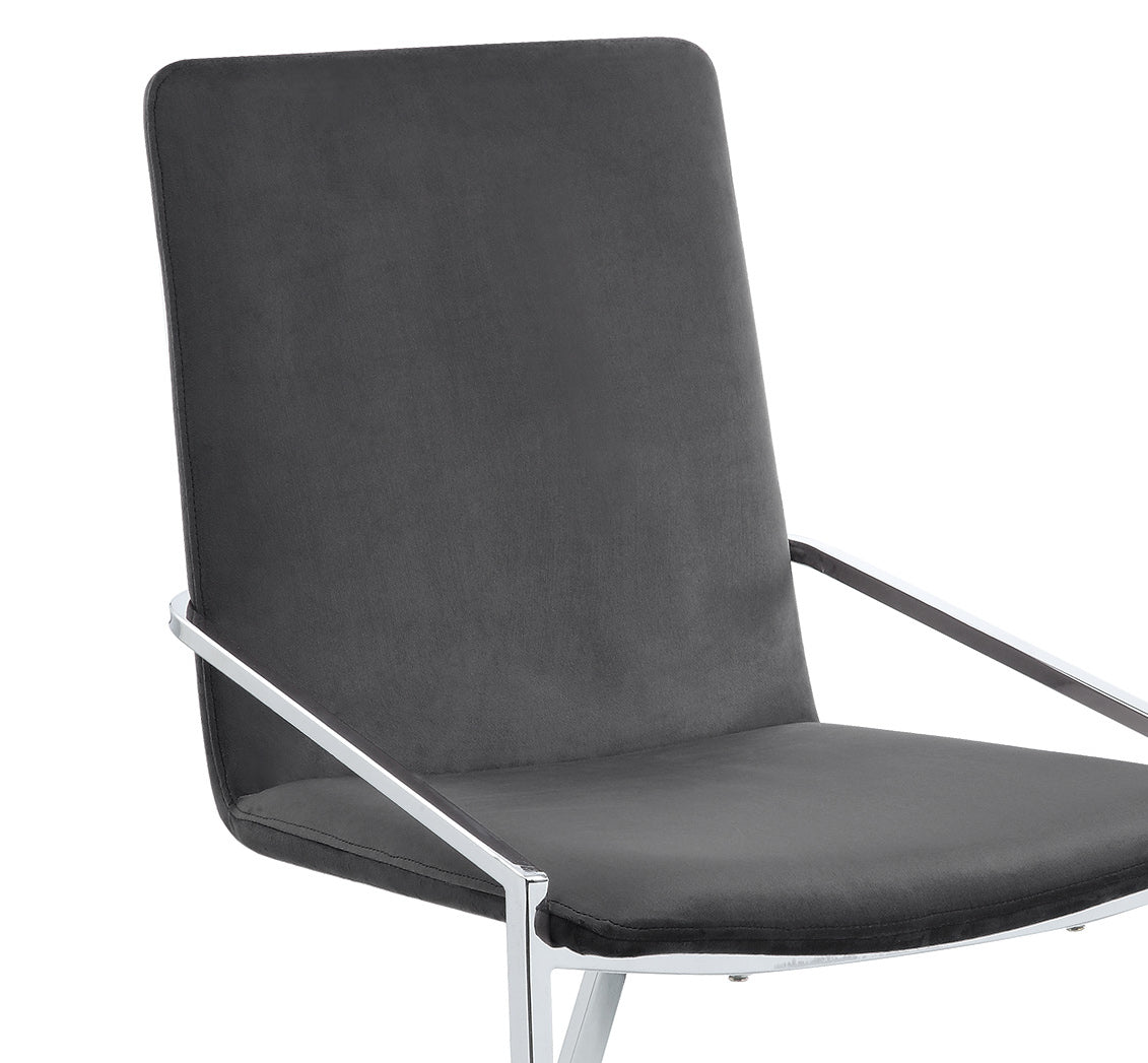 Grey And Chrome Side Chair With Metal Base Set Of 2 Solid Grey Silver Dining Room Modern Side Chair Solid Back Set Of 2 Fabric Metal