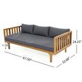 Claremont 3 Seater Daybed Dark Gray Teak Wood Waterproof Fabric