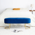 Bench Bedroom Bench ,Velvet Oval Upholstered End Of Bed Bench With Golden Metal Legs ,48