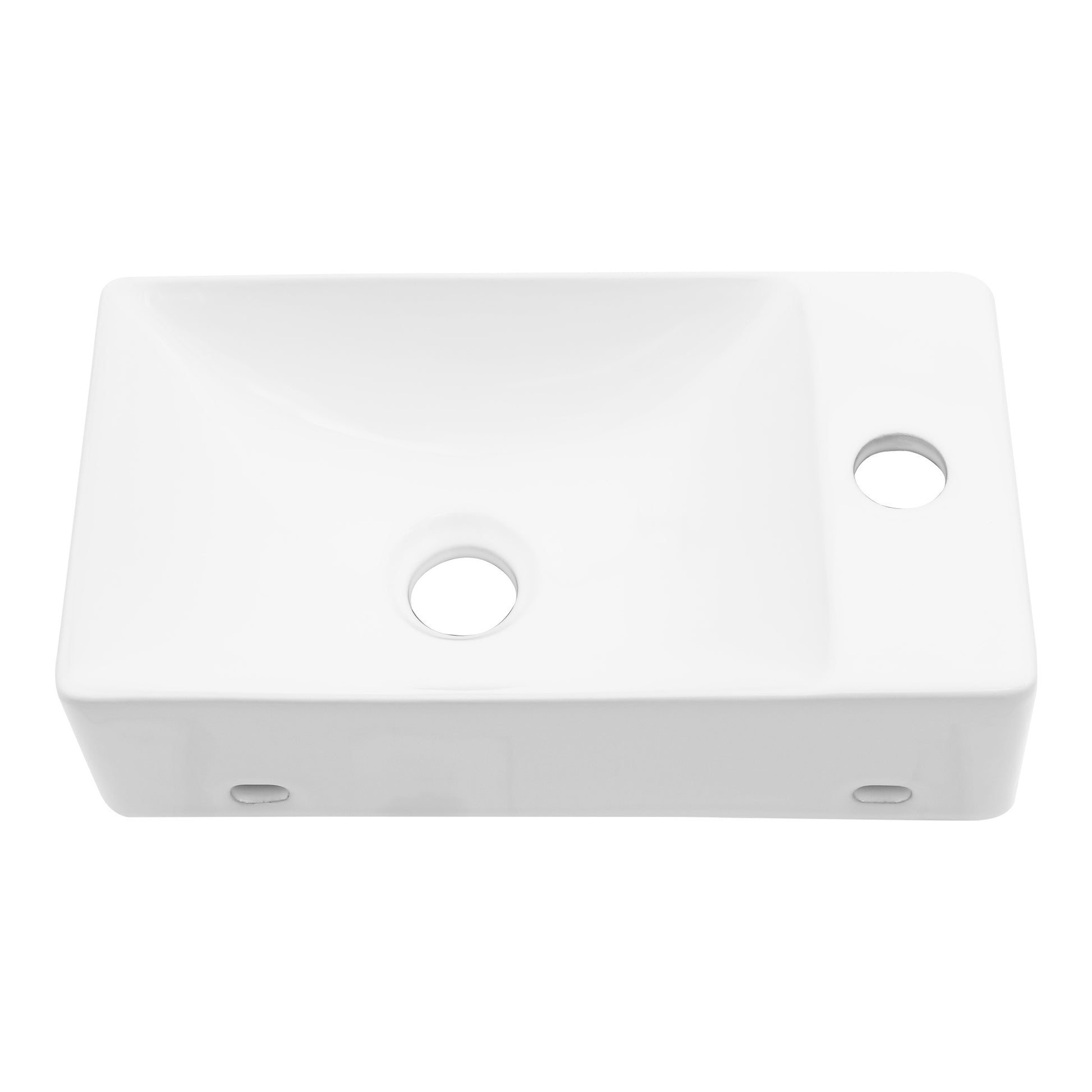 14.88X8.69 Inch White Ceramic Rectangle Wall Mount Bathroom Sink With Single Faucet Hole White Ceramic