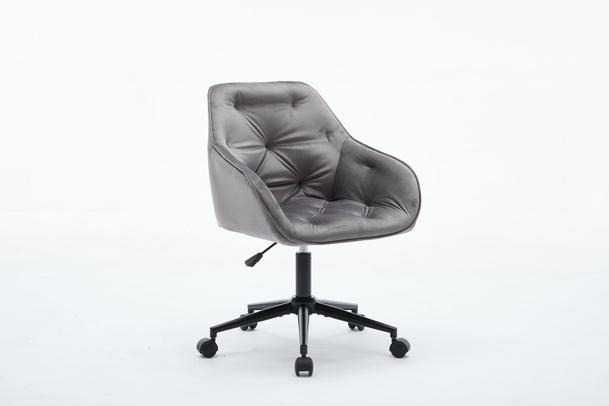 Velvet Home Office Chair, Modern Home Desk Chair With Wheelsvanity Chairs For Living Room, Bedroom,Study Room,Computer Chair Grey Fiber Foam And Polyester Fiber Pad Iron