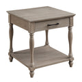 Weathered Oak End Table With Storage Drawer Oak Primary Living Space Traditional Pine Shelves Rectangular Wood