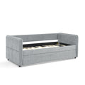 Daybed With Trundle Upholstered Tufted Sofa Bed, Twin Size, Boucle Fabric, Grey 83