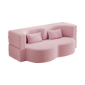 Modern Floor Sofa With 2 Pillows,Convertible Teddy Fabric Foam Filled Sleeper Sofa Bed,15