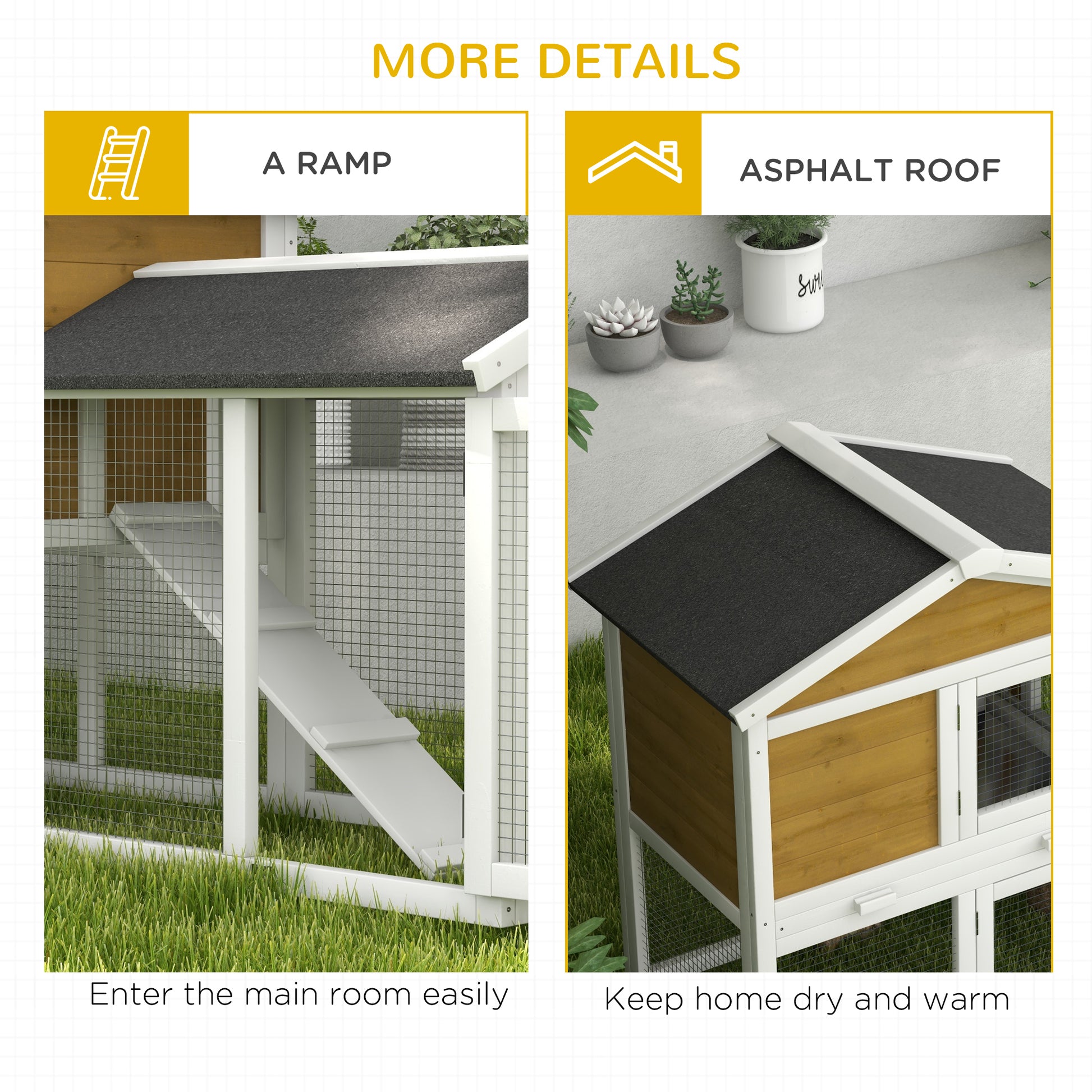 Pawhut 58" Rabbit Hutch, Wooden Bunny Hutch, Guinea Pig Cage, Small Animal Enclosure With Run Area, Removable Tray, Asphalt Roof, Lockable Doors And Ramp, Nature Wood Natural Wood Wood